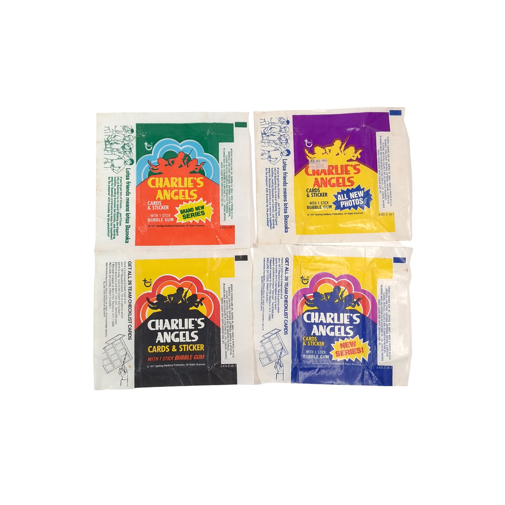 Vintage 1977 Charlie’s Angels Topps Wax Pack Wrappers Lot Of 4 - Wrappers Only